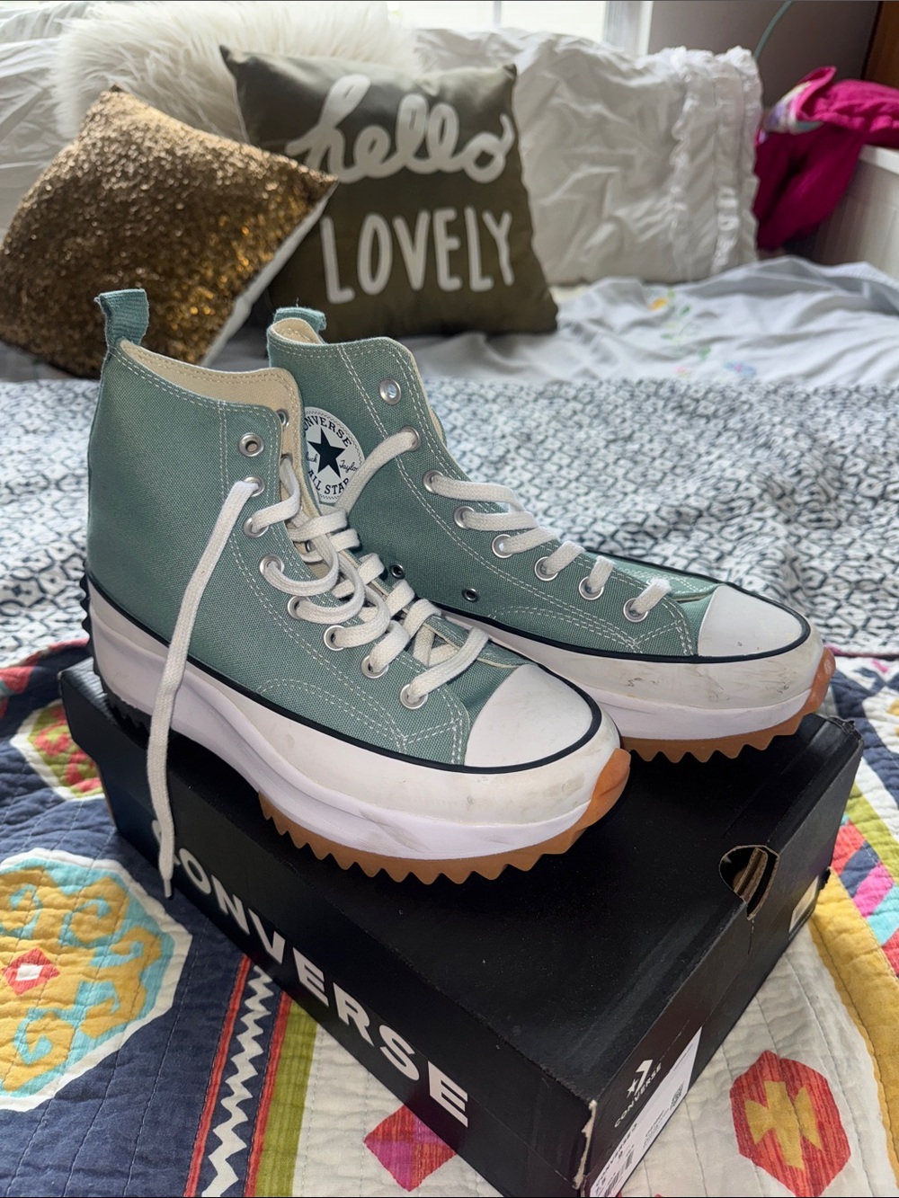 Converse Run Star Hike Platform High Top Sneakers in Sage Green